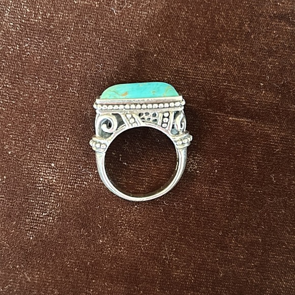 Vintage Sterling Silver Stamped 925 Genuine Turquoise Ring Large and Chunky 🤩 - Picture 3 of 11